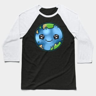 Kawaii Smiling Earth Comic Earth Day Baseball T-Shirt